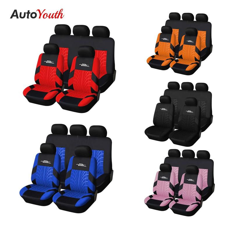2/5-Seater Car Seat Covers 1 Set Universal for Car Front & Rear Seats, Stylish Breathable Fabric Car Seat Protectors, Airbag Compatible, Fits Most Vehicles, Automotive Decoration, Car Interior Accessories