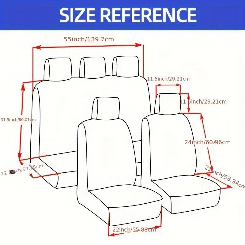 2/5-Seater Car Seat Covers 1 Set Universal for Car Front & Rear Seats, Stylish Breathable Fabric Car Seat Protectors, Airbag Compatible, Fits Most Vehicles, Automotive Decoration, Car Interior Accessories