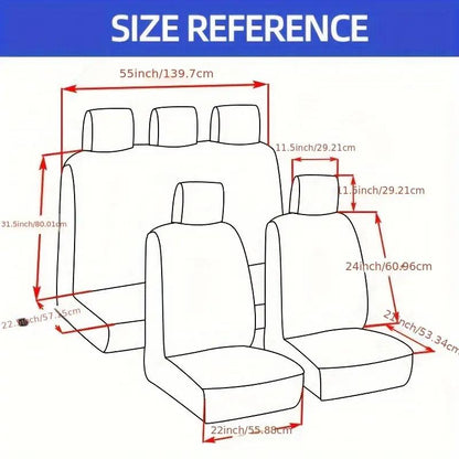 2/5-Seater Car Seat Covers 1 Set Universal for Car Front & Rear Seats, Stylish Breathable Fabric Car Seat Protectors, Airbag Compatible, Fits Most Vehicles, Automotive Decoration, Car Interior Accessories