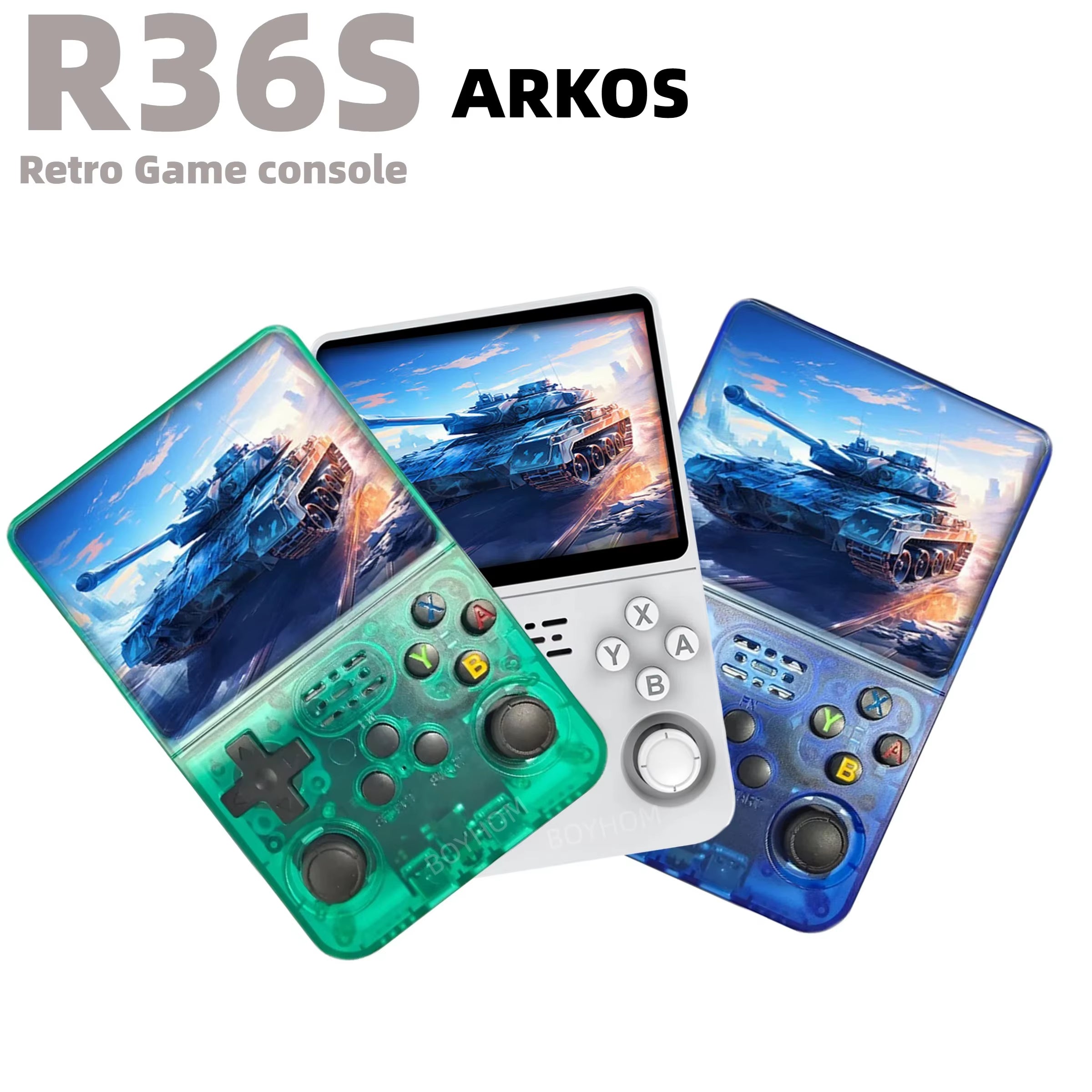 Original R36S Retro Handheld Game Console 3.5'' IPS Open Source Linux ARK OS Portable Pocket Game Player 64G 128G256GB 60K Game