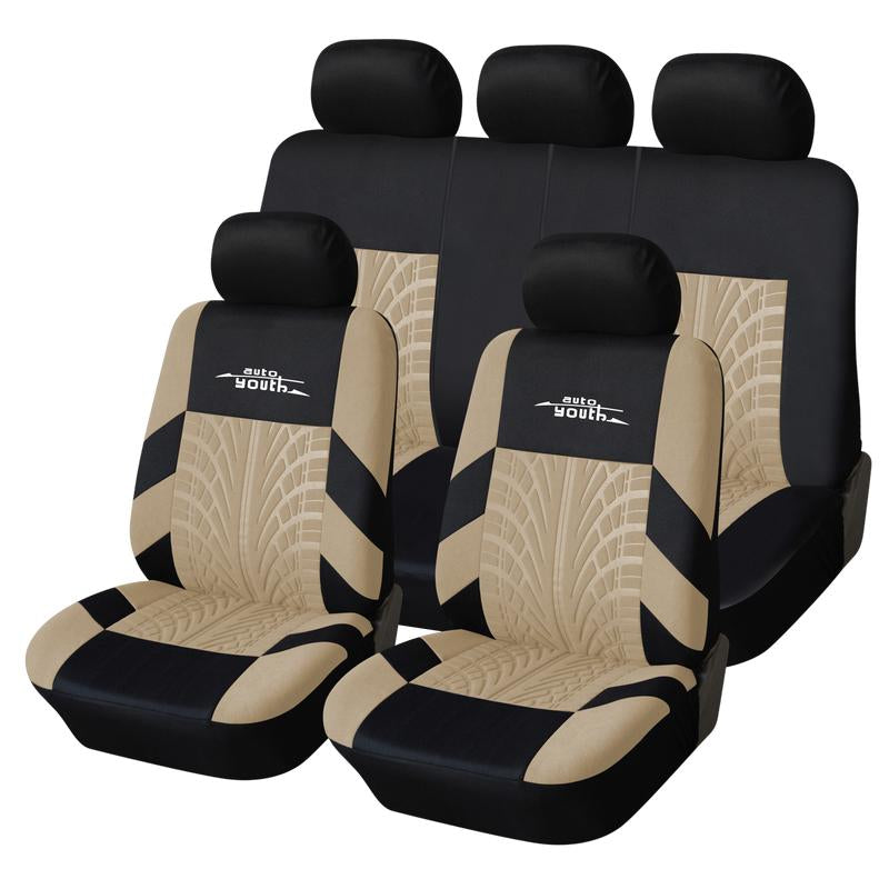 2/5-Seater Car Seat Covers 1 Set Universal for Car Front & Rear Seats, Stylish Breathable Fabric Car Seat Protectors, Airbag Compatible, Fits Most Vehicles, Automotive Decoration, Car Interior Accessories