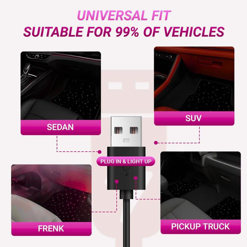 The Luxanta V2 Starlight LED Fiber Optic Car Floor Mats 8-Mode Music Sync APP & Remote Controlled RGB Glow-Edge 4PC Universal Set with Exclusive Glow-Edge Technology and 16 Million Color Options