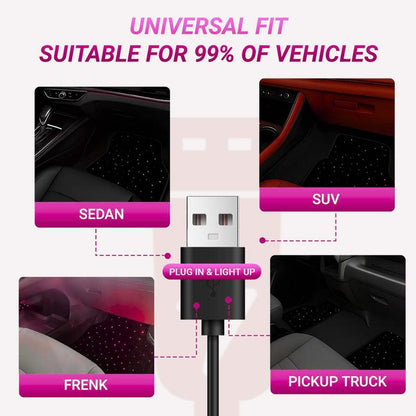 The Luxanta V2 Starlight LED Fiber Optic Car Floor Mats 8-Mode Music Sync APP & Remote Controlled RGB Glow-Edge 4PC Universal Set with Exclusive Glow-Edge Technology and 16 Million Color Options