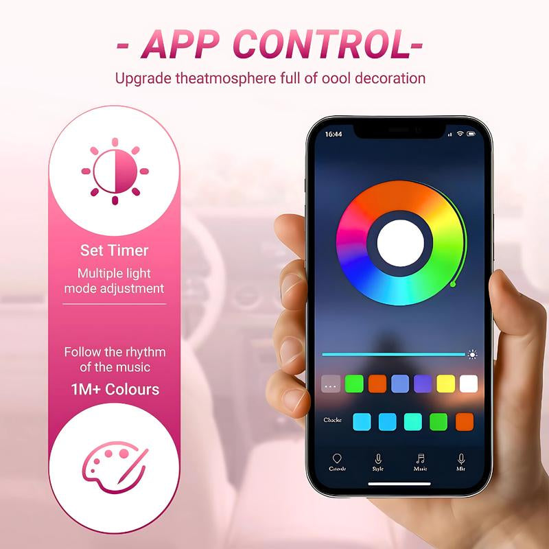 The Luxanta V2 Starlight LED Fiber Optic Car Floor Mats 8-Mode Music Sync APP & Remote Controlled RGB Glow-Edge 4PC Universal Set with Exclusive Glow-Edge Technology and 16 Million Color Options